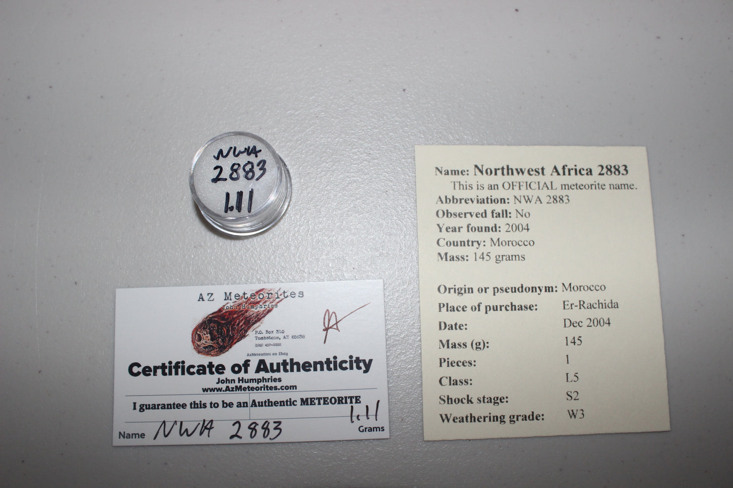 NWA 2883 Meteorite Fragment (L5)